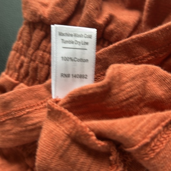 MARINE LAYER Dylan Smocked Sleeveless Top BAKED CLAY Orange Red Sz XS NEW - Picture 10 of 11